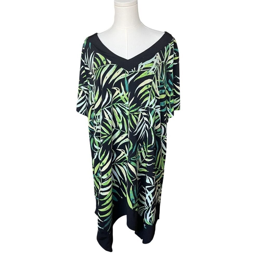 Arna York Floral Tunic Dress 26/28 Hawaiian‎ Tropical Resort Wear Travel V Neck